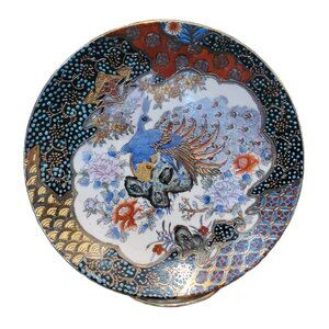 Vintage Decorative Peacock Plate Chinese Porcelain Collectible Oriental Plate